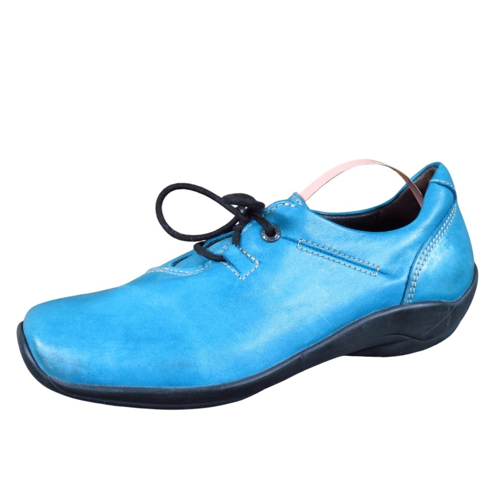 Wolky Rosa Women Oxford Shoes Size 37 Comfort Walking Blue Leather Lace Up